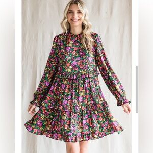 Jodifl Garden of Fall Floral Long Sleeve Mini Dress